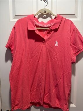 Disney Coral Pink Button-Down Polo